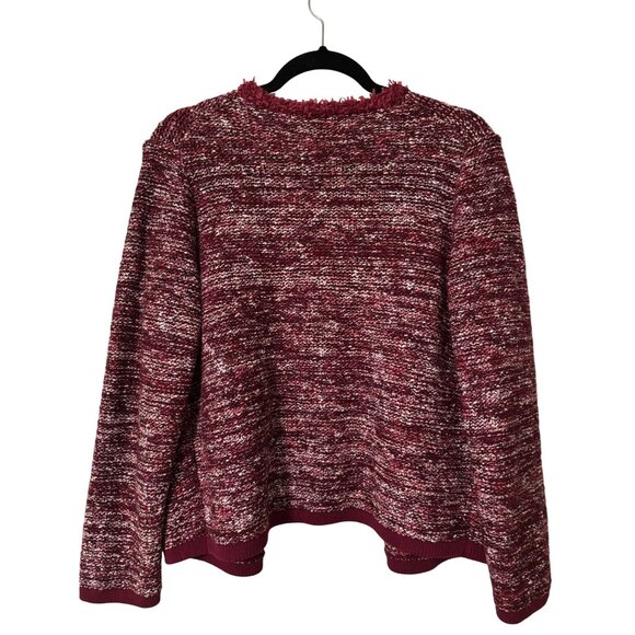 Ann Taylor Magenta Woven Sweater Jacket M Open Front Office Career - Picture 2 of 9